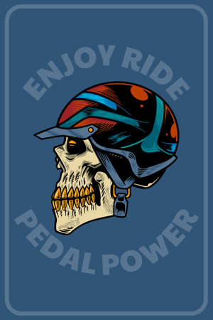 skull head with helm on card illustrationのイラスト素材