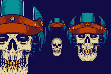 skull head wear helmet vector illustrationのイラスト素材