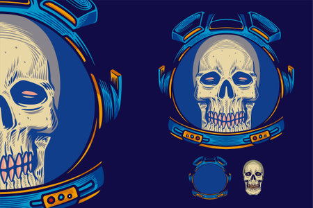 skull head wear astronaut helmet vector illustrationのイラスト素材