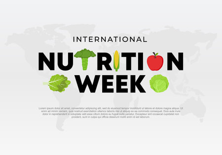 International nutrition week day with fruit and vegetable on 1 to 7 September.のイラスト素材