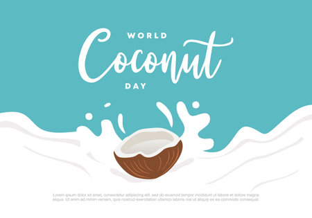 World coconut day with on water splash september 2.のイラスト素材