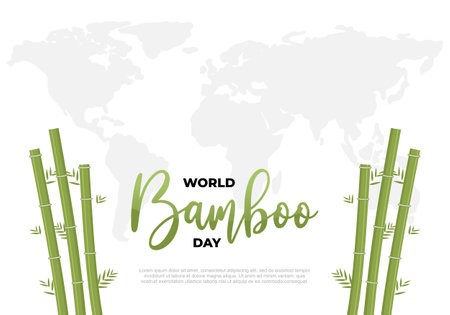World bamboo day background banner poster with earth map and bamboo on september 18 th.のイラスト素材