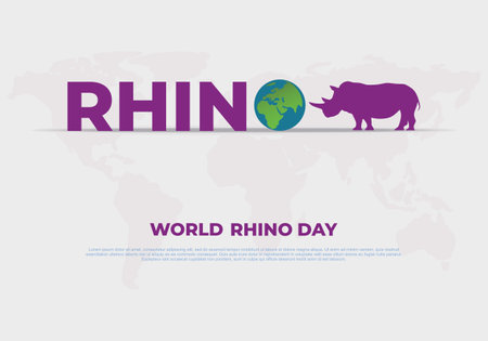 World rhino day background banner poster with rhino and globe earth on september 22.のイラスト素材