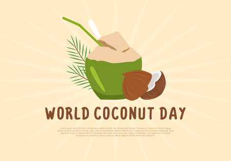 World coconut day background banner poster with green coconut on September 2.のイラスト素材