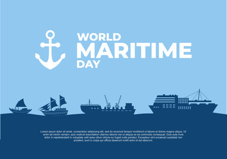 World maritime day background with four ships on ocean.のイラスト素材