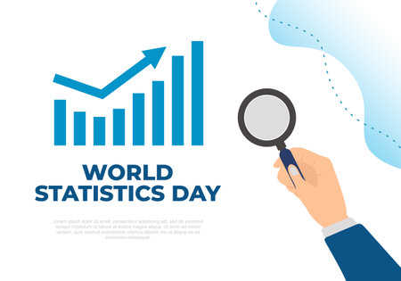 World statistics day background with magnifier and graphics on october 20th.のイラスト素材