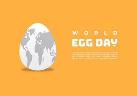 World egg day background banner poster with globe earth on orange color.のイラスト素材