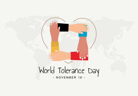 World tolerance day background with hand in hand and world map.のイラスト素材