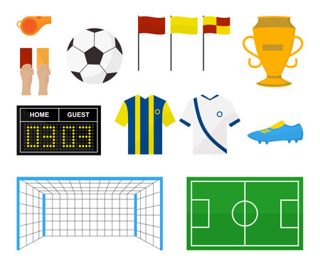 Set of Soccer football elements isolated on white background.のイラスト素材