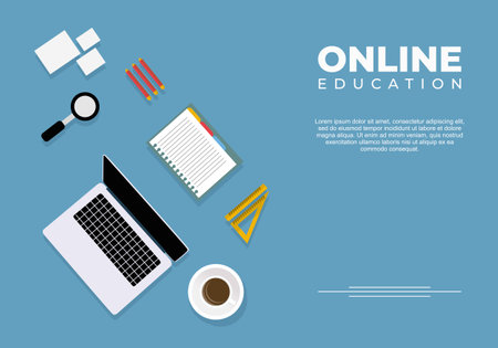 Online education day background isolated on white background.のイラスト素材