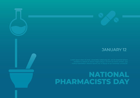 National pharmacist day isolated on white background celebrated on January 12のイラスト素材