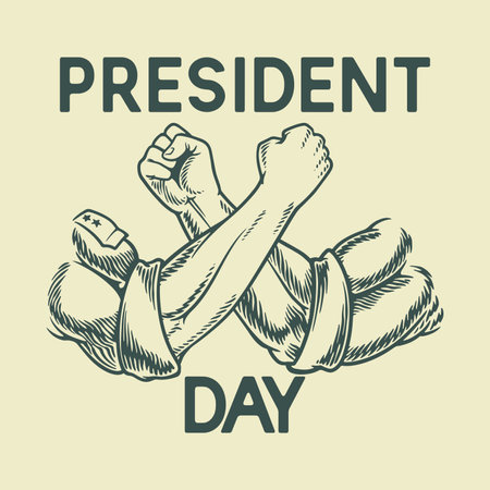 Hand drawing president day element with two hands isolated on white backgroundのイラスト素材