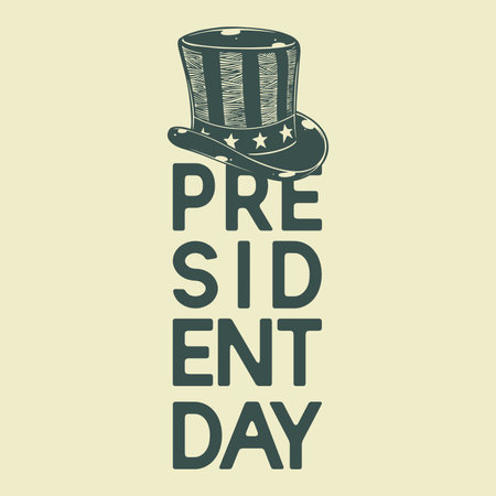 Hand drawing president day element with big hat isolated on white backgroundのイラスト素材