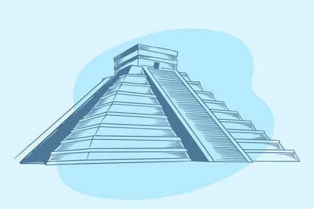 Hand drawn of ancient history building of el castillo.のイラスト素材