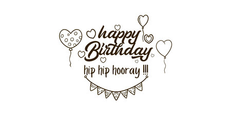 Hand drawn birthday card doodle set drawing isolated on white background.のイラスト素材