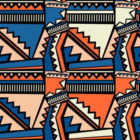 Seamless vector tribal vintage ethnic pattern. Aztec, mexican, navajo, african motifのイラスト素材