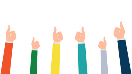 Human hands showing thumbs up. Vector illustration in flat design style.のイラスト素材