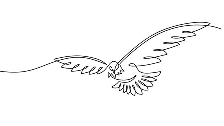 One single line of eagle isolated on white background.のイラスト素材