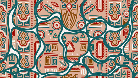 Decorative tribal pattern with african abstract symbol. vector illustration for fashion and Textile print.のイラスト素材