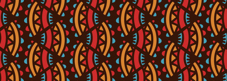 African seamless pattern ethnic background, hand drawn geometric tribal graphic. Vector illustration...