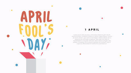 April Fools Day banner. Vector illustration in flat style. Isolated on white background.のイラスト素材