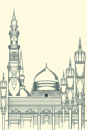 Outline of the mosque in Istanbul, Turkey. Vector illustration.のイラスト素材