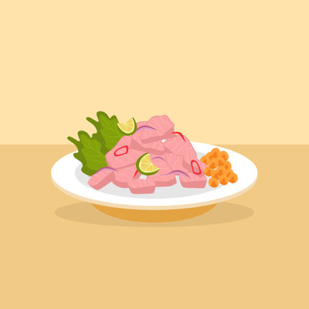 Sashimi japanese food. Vector illustration in flat styleのイラスト素材