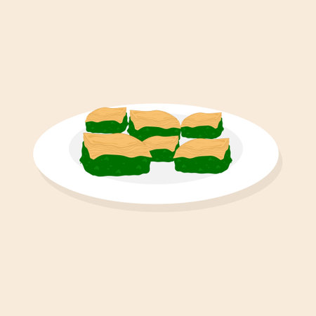 Greek Spanakopita Spinach Pie - Authentic Greek Spanakopita Spinach Pie with Feta Cheese Vector Illustrationのイラスト素材