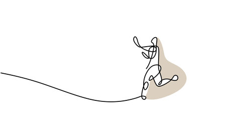 Runner Abstract character, Continuous one line drawing. Picasso style hand drawn sketch vector illustration. Gesture sport simple line art.のイラスト素材