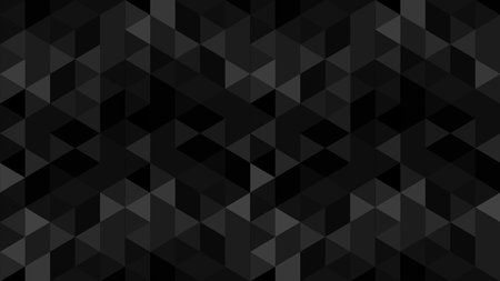 Dark abstract background, black triangle pattern. Vector geometric modern design. Shaded template texture with shape mosaic. Illustration of decoration cover, banner, and element.のイラスト素材