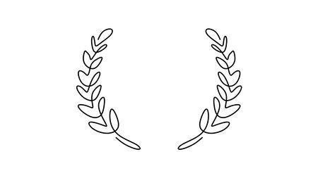 Laurel wreath one line drawingのイラスト素材