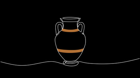 Amphora Ancient Greek clay vase, Vector illustration isolated on white background.のイラスト素材