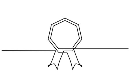 Continuous Line Drawing of Awards and Certificates with Ribbons - Vector Illustration of Quality, Success, and Competition Conceptsのイラスト素材