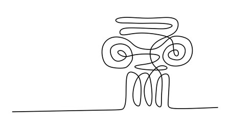 Greek column one continuous line drawing.のイラスト素材