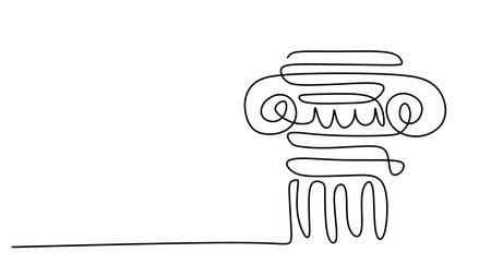 Greek column one continuous line drawing. Minimalist style old building elements.のイラスト素材