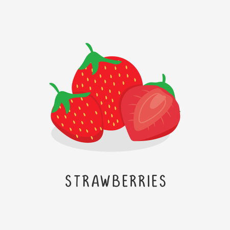 Strawberries flat icon. Vector illustration. Isolated on white background.のイラスト素材