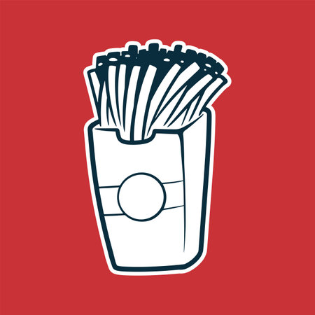 French Fries - Drawing vector illustration, black and white colors, simple doodle hand drawnのイラスト素材