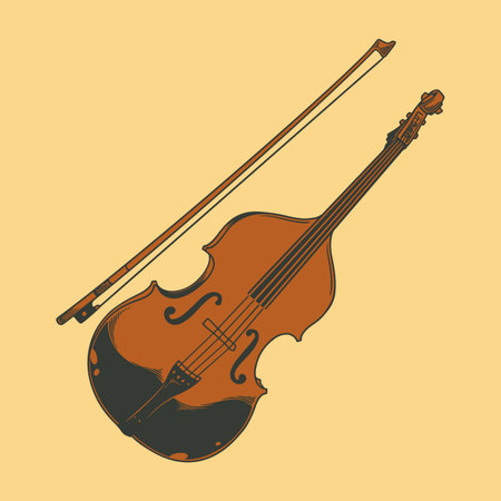Hand-Drawn Cello Instrument Doodle Vector Illustration in colorful.のイラスト素材