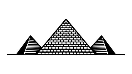 Pyramid ancient building black and white vector illustration simple.のイラスト素材