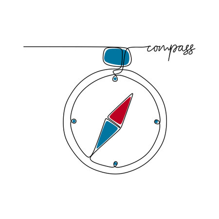 one line drawing continuous design of compass isolated on white background.のイラスト素材
