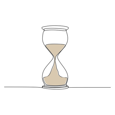one line drawing continuous design of sand clock isolated on white background.