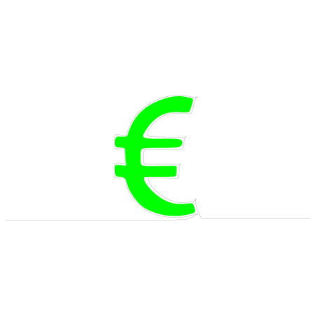 one line drawing continuous design of green euro money symbol isolated on white background.のイラスト素材