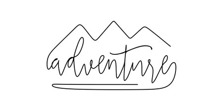 Hand lettering inspirational quote about mountains. Modern calligraphy.のイラスト素材