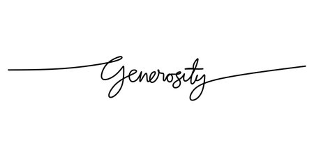 One continuous line drawing typography line art of generosity word writing isolated on white background.のイラスト素材