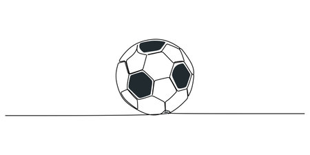 Continuous single one line of soccer ball isolated on white background.のイラスト素材