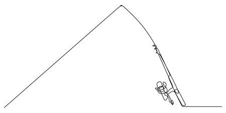 Continuous single one line of fishing tool isolated on white background.のイラスト素材