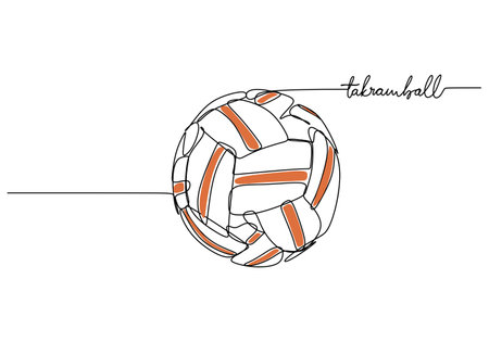 takraw ball One Line Drawing: Continuous Hand Drawn Sport Theme Objectのイラスト素材