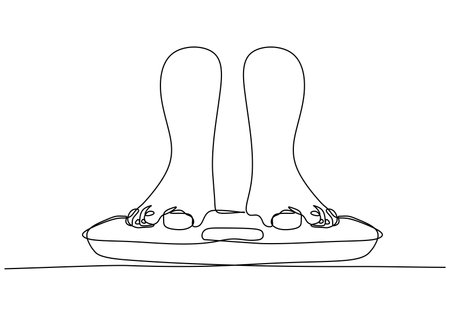 feet on the floor scales one line drawing style vector illustration.のイラスト素材