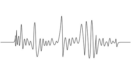 Music wave vector simple. Continuous one line drawing. Minimalist black line isolated on white background.のイラスト素材