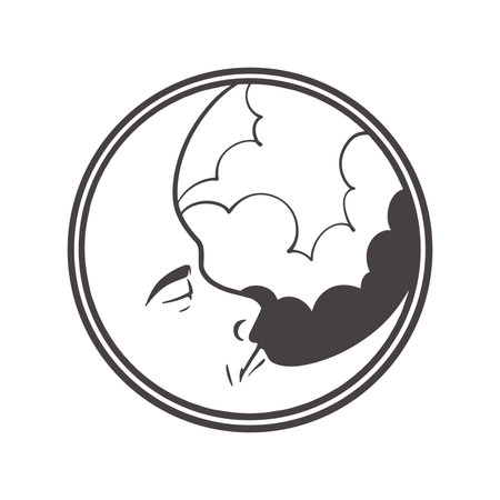 Hand drawn of moon esoteric symbol. Alchemy mystical magic elements isolated on white background.のイラスト素材